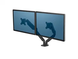 Fellowes Platinum Series Dual Arm Brazo para Doble Monitor Plano, Soporte Ajustable VESA hasta 9kg por Pantalla, 27 Pulgadas