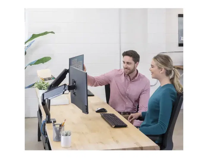 Fellowes Platinum Series Dual Arm Brazo para Doble Monitor Plano, Soporte Ajustable VESA hasta 9kg por Pantalla, 27 Pulgadas