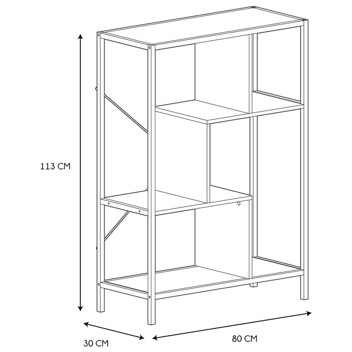 Home Deco Factory Estantería Edison 80x30x113 cm, Estilo Natural, Estructura Hierro, Baldas Madera, Color Blanco Home Deco Factory Estantería Edison 80x30x113 cm, Estilo Natural, Estructura Hierro, Baldas Madera, Color Blanco