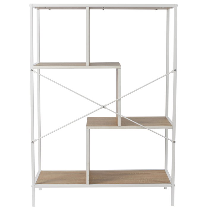 Home Deco Factory Estantería Edison 80x30x113 cm, Estilo Natural, Estructura Hierro, Baldas Madera, Color Blanco Home Deco Factory Estantería Edison 80x30x113 cm, Estilo Natural, Estructura Hierro, Baldas Madera, Color Blanco