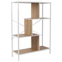 Home Deco Factory Estantería Edison 80x30x113 cm, Estilo Natural, Estructura Hierro, Baldas Madera, Color Blanco