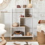 Home Deco Factory Estantería Edison 80x30x113 cm, Estilo Natural, Estructura Hierro, Baldas Madera, Color Blanco