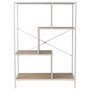 Home Deco Factory Estantería Edison 80x30x113 cm, Estilo Natural, Estructura Hierro, Baldas Madera, Color Blanco