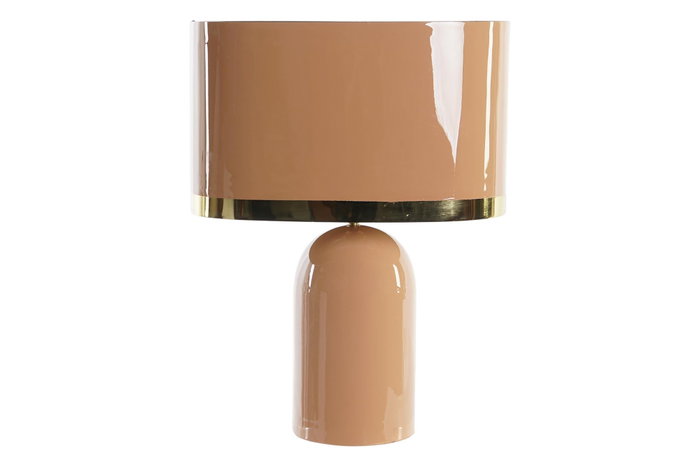 DKD Home Decor Lámpara de sobremesa de hierro lacado rosa y dorado