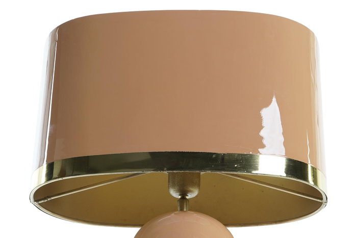 DKD Home Decor Lámpara de sobremesa de hierro lacado rosa y dorado