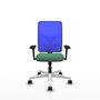 PIQUERAS Y CRESPO Silla de oficina Motilla con mecanismo Sincro, Verde esmeralda y Azul