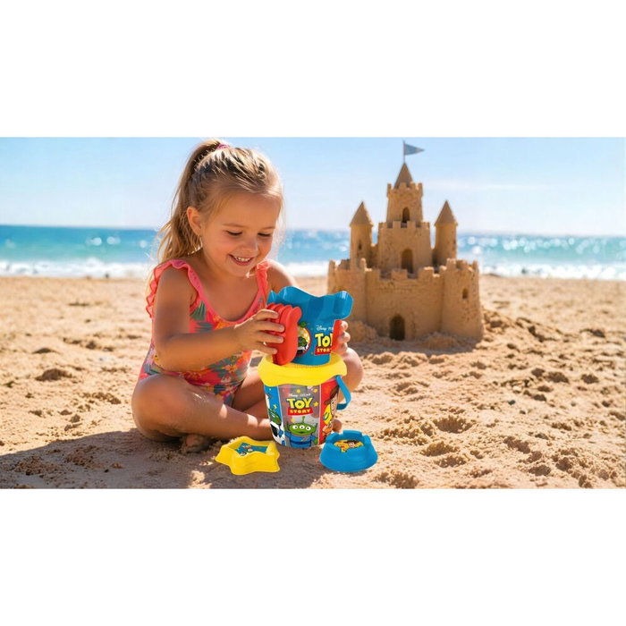 Disney Pixar Toy Story Set Playa 7 Piezas Cubo Toalla Bolsa Rastrillo Pala +18 Meses