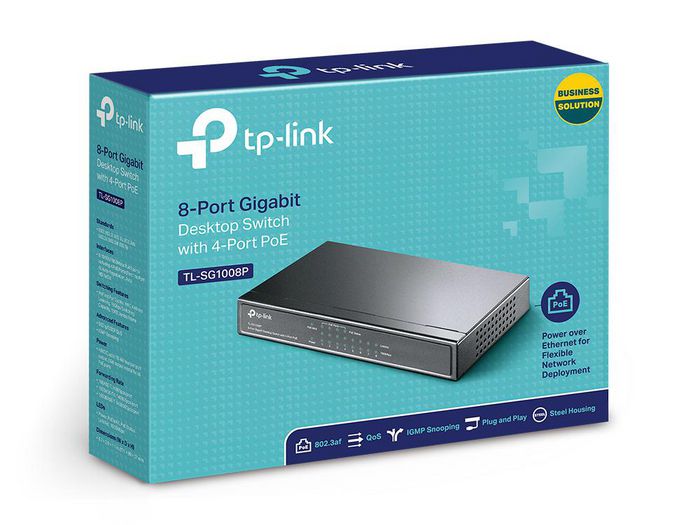 Omada Switch 8-Puertos Gigabit TL-SG1008P con 4-Puertos PoE de 53W, 8x 10/100/1000 Mbps RJ45, 16 Gbps, Gris, para IP Cámaras y AP Omada Switch 8-Puertos Gigabit TL-SG1008P con 4-Puertos PoE de 53W, 8x 10/100/1000 Mbps RJ45, 16 Gbps, Gris, para IP Cámaras y AP