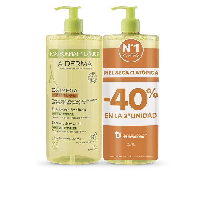 A-Derma Exomega Control Aceite Ducha Emoliente Pack 2 x 1000 ml A-Derma Exomega Control Aceite Ducha Emoliente Pack 2 x 1000 ml