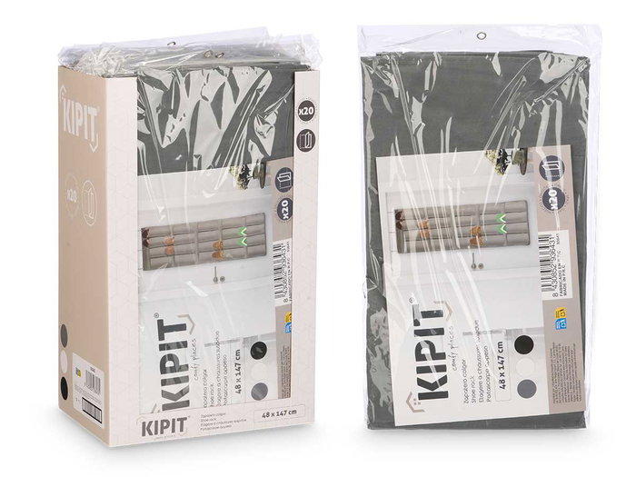 Kipit Zapatero Colgar 20 Cavidades Surtido 48x147x0.5 cm Tela TNT Carton Blanco Gris Negro (Set de 24)