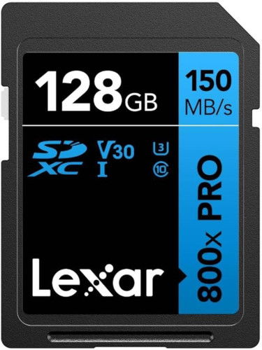 Lexar LSD0800P128G-BNNNG Tarjeta SDXC Profesional 800X 128GB UHS-I C10 V30 U3 Lectura 150MB/s Escritura 45MB/s