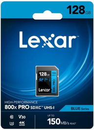 Lexar LSD0800P128G-BNNNG Tarjeta SDXC Profesional 800X 128GB UHS-I C10 V30 U3 Lectura 150MB/s Escritura 45MB/s