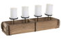 DKD Home Decor Portavelas de Teca y Hierro Molde Ladrillo