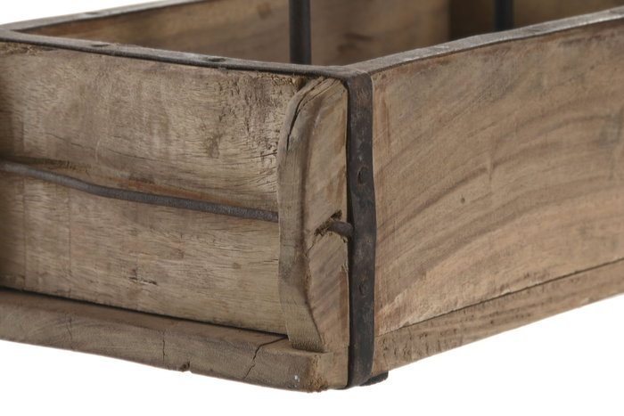 DKD Home Decor Portavelas de Teca y Hierro Molde Ladrillo