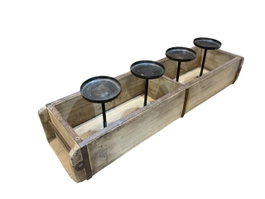 DKD Home Decor Portavelas de Teca y Hierro Molde Ladrillo