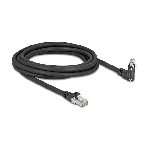 DeLOCK 80919 Cable de red GigE Cat6 S/FTP 3 m Negro con conectores RJ45 angulares