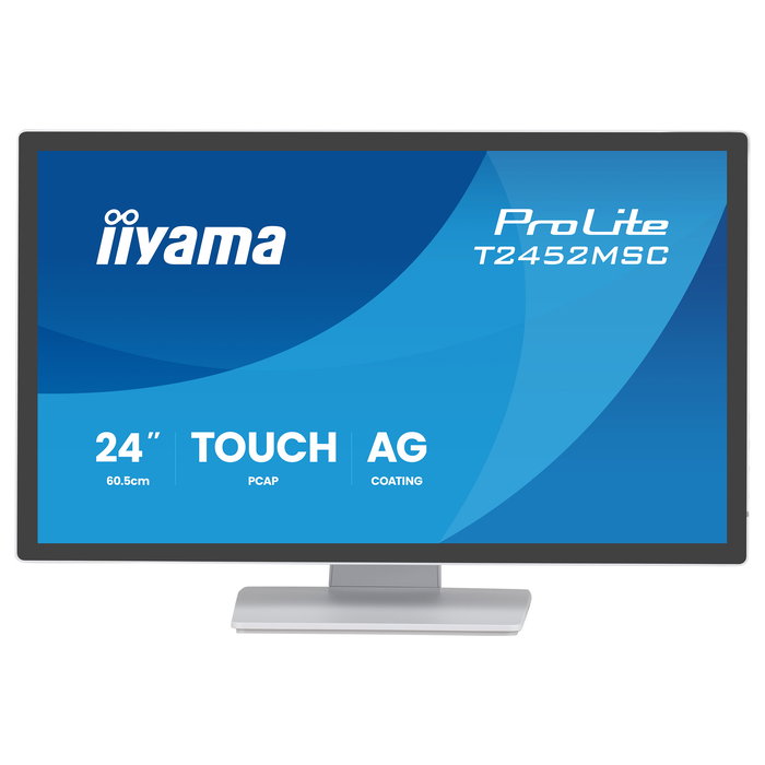 iiyama T2452MSC-W2AG Monitor Táctil Full HD de 24 Pulgadas IPS, 1920 x 1080 Pixeles, 120 Hz, 5 ms, Blanco, con Altavoces, USB-C y Montaje VESA 100x100