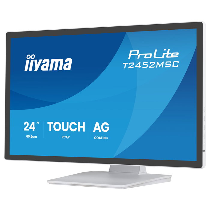 iiyama T2452MSC-W2AG Monitor Táctil Full HD de 24 Pulgadas IPS, 1920 x 1080 Pixeles, 120 Hz, 5 ms, Blanco, con Altavoces, USB-C y Montaje VESA 100x100