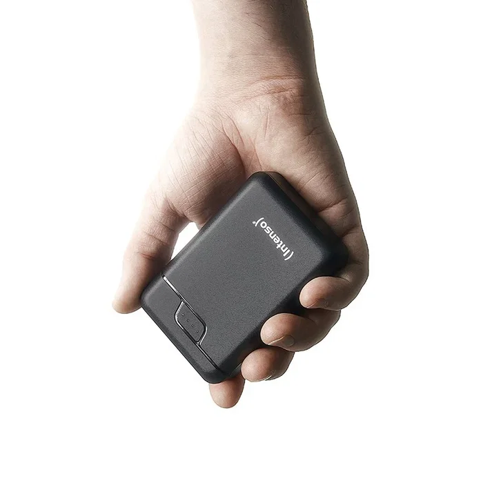 Intenso B10000 Power Bank Batería Externa 10000 mAh Polímero de Litio Negro con 1x USB-C y 2x USB-A, Indicador LED, Probada en Alemania