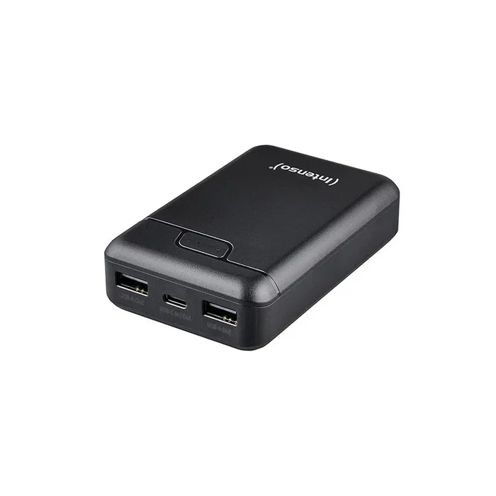 Intenso B10000 Power Bank Batería Externa 10000 mAh Polímero de Litio Negro con 1x USB-C y 2x USB-A, Indicador LED, Probada en Alemania