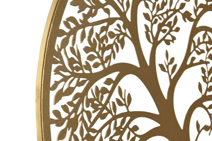 DKD Home Decor Decoración de Pared de Metal Árbol Dorado 40x40 cm
