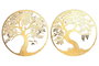 DKD Home Decor Decoración de Pared de Metal Árbol Dorado 40x40 cm