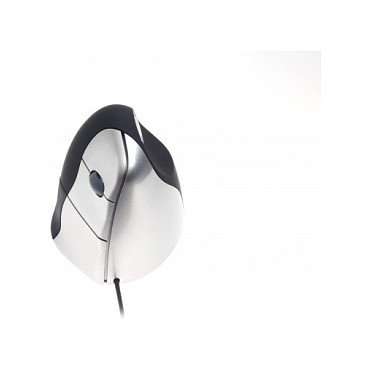 Evoluent Evoluent3 Ratón Vertical Ergonómico para Diestro, 5 Botones Programables, Sensor Láser 2600 DPI, Negro/Plata, USB