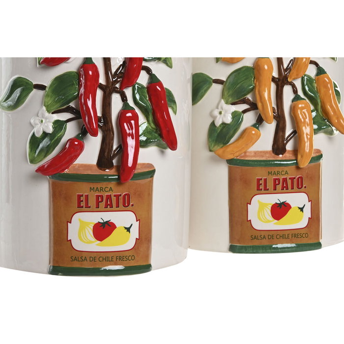 DKD Home Decor Jarrón de Cerámica Pimiento Surtido de 2 Unidades