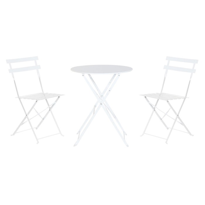 DKD Home Decor Mesa y Set de 3 Piezas de Metal Blanco DKD Home Decor Mesa y Set de 3 Piezas de Metal Blanco