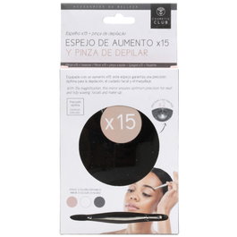 Cosmetic Club Espejo X15 Con Pinzas Depilación 15 Aumentos