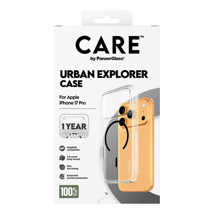 PanzerGlass Urban Explorer Case Transparent w. Black MagSafe para iPhone 17 Pro PanzerGlass Urban Explorer Case Transparent w. Black MagSafe para iPhone 17 Pro