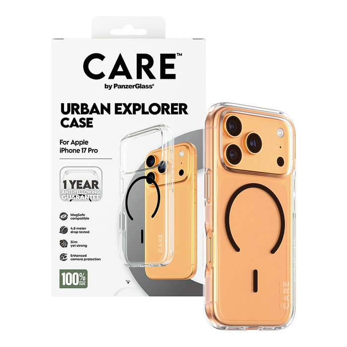 PanzerGlass Urban Explorer Case Transparent w. Black MagSafe para iPhone 17 Pro PanzerGlass Urban Explorer Case Transparent w. Black MagSafe para iPhone 17 Pro
