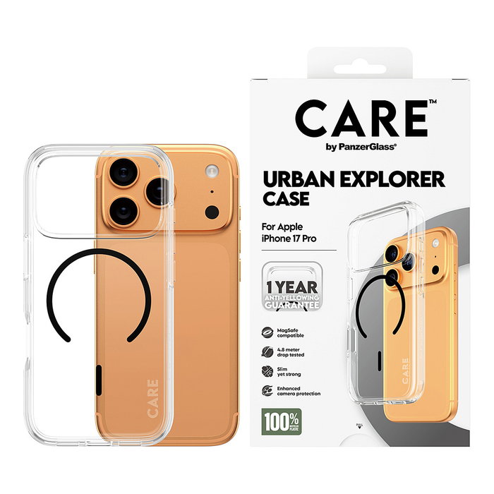 PanzerGlass Urban Explorer Case Transparent w. Black MagSafe para iPhone 17 Pro PanzerGlass Urban Explorer Case Transparent w. Black MagSafe para iPhone 17 Pro