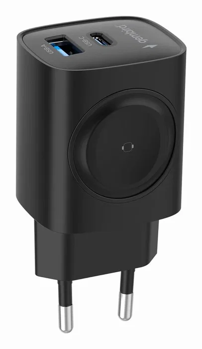 Gembird TA-UC-PDQCW20-01-BK Cargador Rápido USB de 20W con 2 Puertos (USB-C PD + USB-A QC 3.0), Negro, Para Móvil