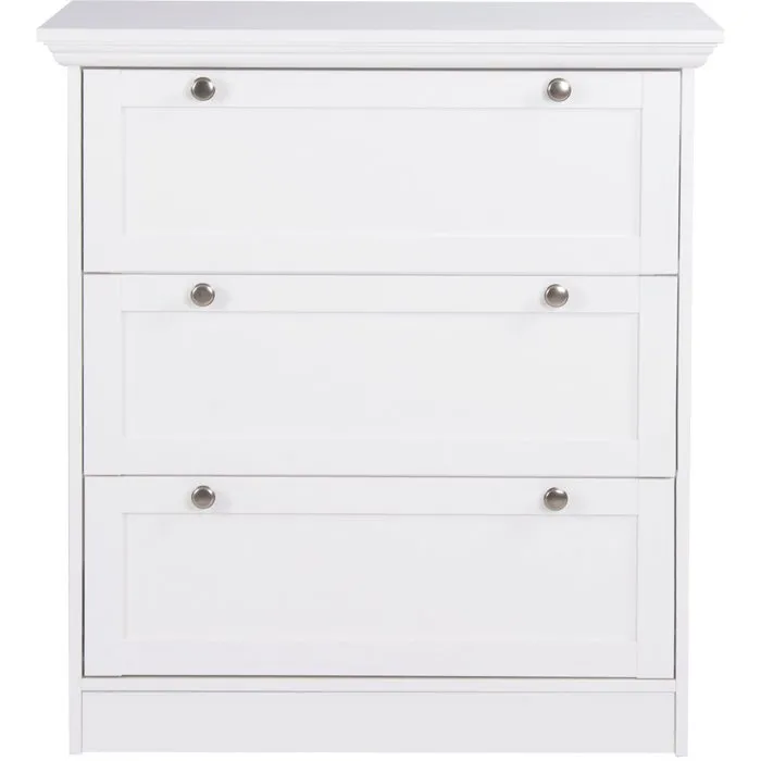 LANDWOOD Cómoda de 3 Cajones 80x45x90 cm, Estilo Rústico, Acabado Blanco, Ref AUC4260281756195