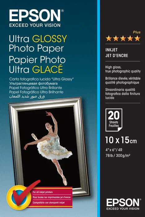 Epson Ultra Glossy Photo Paper 10x15 cm, 20 hojas, 300 g/m²