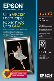 Epson Papel Fotográfico Ultra Glossy 10x15cm 300g, 20 hojas