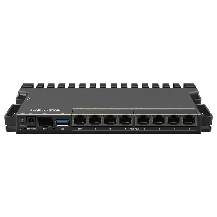 MikroTik RB5009UG+S+IN Router Negro con Ethernet WAN 2.5 Gigabit, 7 Puertos Gigabit, 1 Puerto PoE, SFP+, USB 3.2