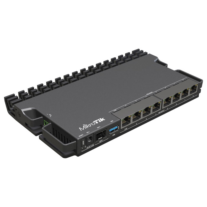 MikroTik RB5009UG+S+IN Router Negro con Ethernet WAN 2.5 Gigabit, 7 Puertos Gigabit, 1 Puerto PoE, SFP+, USB 3.2
