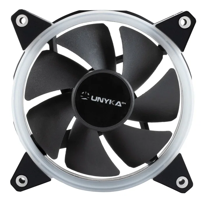 UNYKAch Candy 30 Kit de 3 Ventiladores ARGB 120mm para PC Gaming con 7 Aspas, Controladora para 6 Fans, 16 dB, 1500 RPM, 53.02 CFM, Cojinete Hidráulico - Negro (51801)