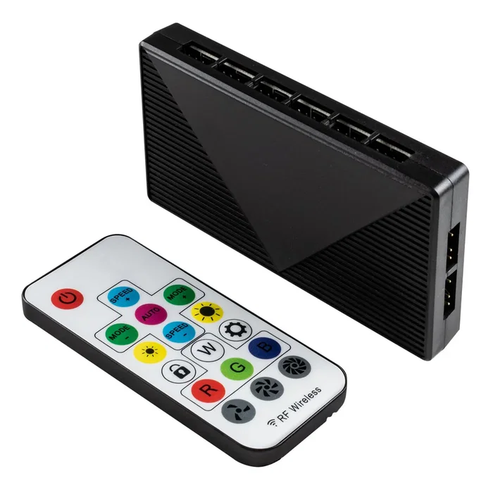 UNYKAch Candy 30 Kit de 3 Ventiladores ARGB 120mm para PC Gaming con 7 Aspas, Controladora para 6 Fans, 16 dB, 1500 RPM, 53.02 CFM, Cojinete Hidráulico - Negro (51801)