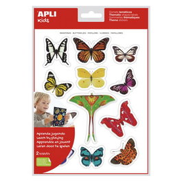 APLI Set de 5 bolsas de gomets de mariposas removibles (24 uds. por bolsa)