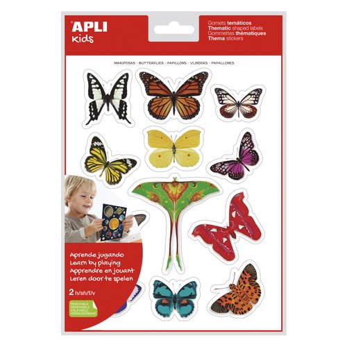 APLI Set de 5 bolsas de gomets de mariposas removibles (24 uds. por bolsa) APLI Set de 5 bolsas de gomets de mariposas removibles (24 uds. por bolsa)