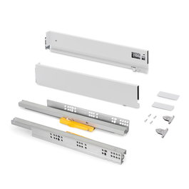 Emuca Cajón exterior Vertex Push Sincro con regulación 3D de altura 93mm, 40kg, profundidad 450mm, Acero, Pintado blanco