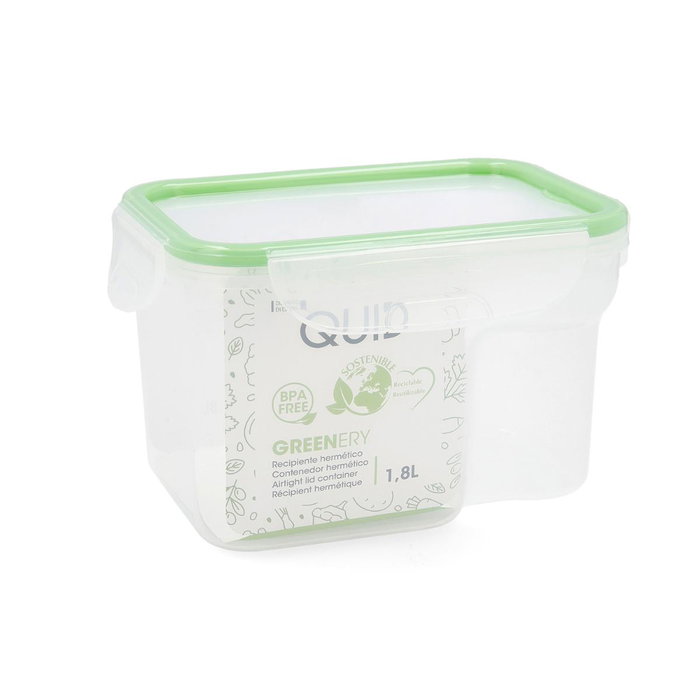 Recipiente Rectang Hermético Plástico Greenery Quid 13x18x11,5 cm - 1,8 L Recipiente Rectang Hermético Plástico Greenery Quid 13x18x11,5 cm - 1,8 L