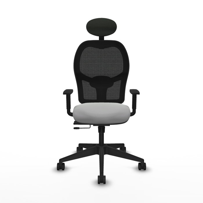 PIQUERAS Y CRESPO Silla de oficina Alocén traslack malla negra y similpiel gris claro