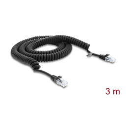 DeLOCK Cable RJ50 en espiral 3 m Negro