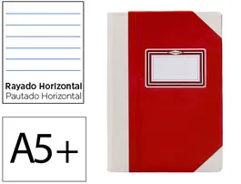 Fernandes Libro Cartoné Cosido Din A5+ Rayado Horizontal 50 Hojas 100 gr Rojo