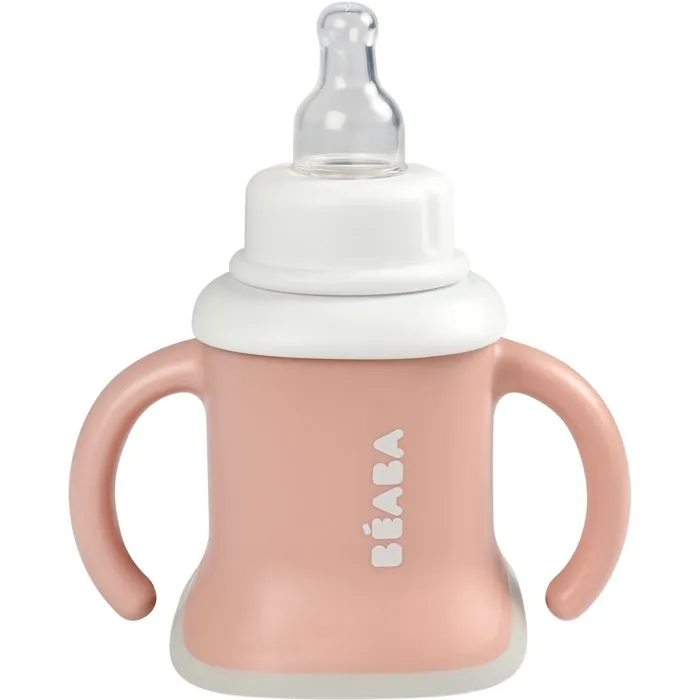 Beaba Taza de Aprendizaje Evoluclip 3 en 1: Biberón, Botella y Vaso - Rosa Antiguo Beaba Taza de Aprendizaje Evoluclip 3 en 1: Biberón, Botella y Vaso - Rosa Antiguo