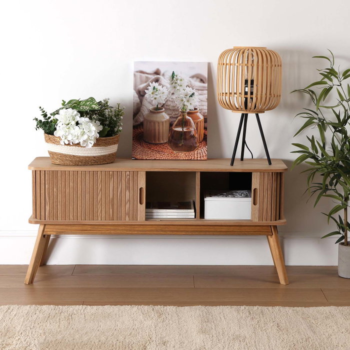 Versa Mueble de TV con 1 cajón Eloy, 30x46x100 cm, madera MDF y pino
